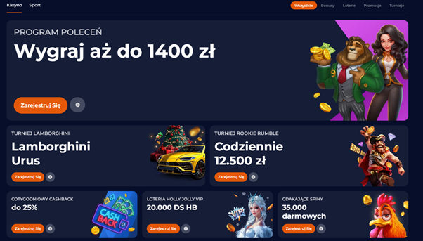 Wszystkie oferty bonusowe są zebrane w sekcji „Promocje” 